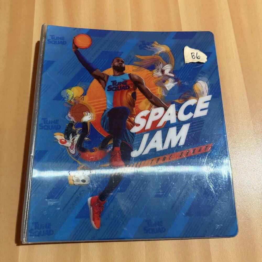 Space Jam Kids School Binder Blue Tune Squad Basketball Bugs Bunny Cartoon